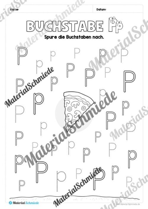 Arbeitsheft: Buchstabe P/p schreiben lernen (25 Seiten) - Arbeitsblatt 06