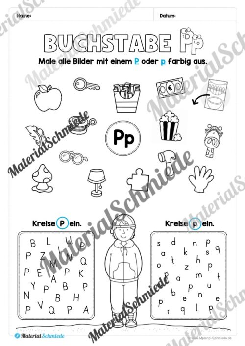 Arbeitsheft: Buchstabe P/p schreiben lernen (25 Seiten) - Arbeitsblatt 07