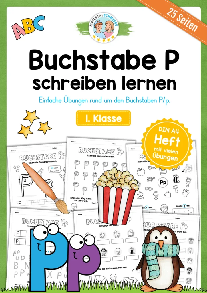Arbeitsheft: Buchstabe P/p schreiben lernen (25 Seiten)