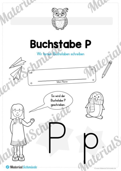 Materialpaket: Buchstabe P/p schreiben lernen (Vorschau 01)