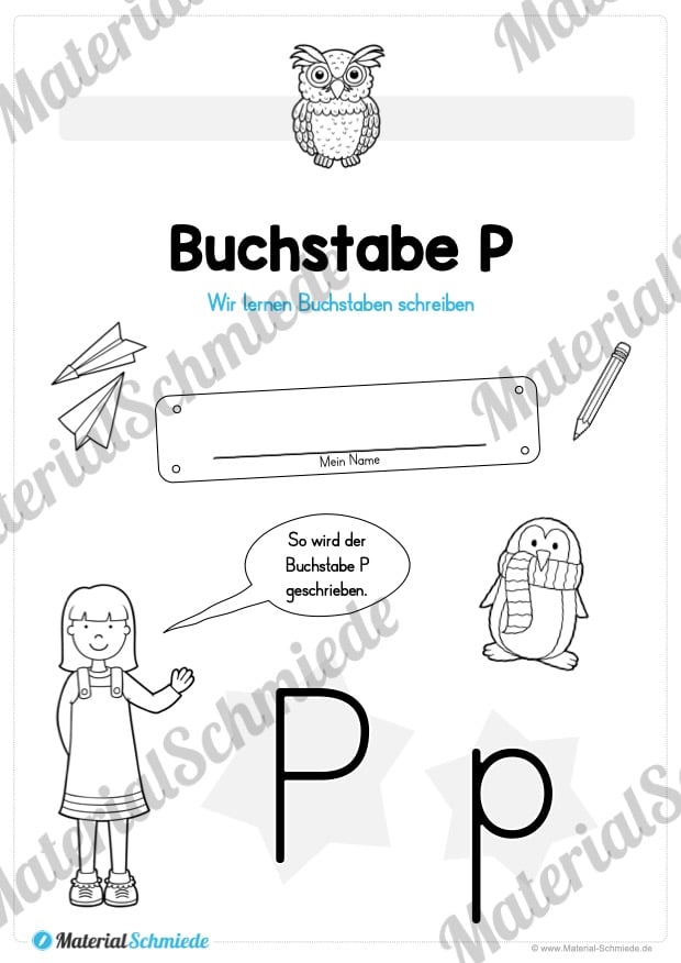 Materialpaket: Buchstabe P/p schreiben lernen (Vorschau 01)