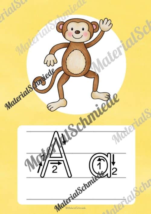 Bundle: 32 Buchstaben-Plakate (Druckschrift mit Schwunganleitungen) - Buchstabe A/a