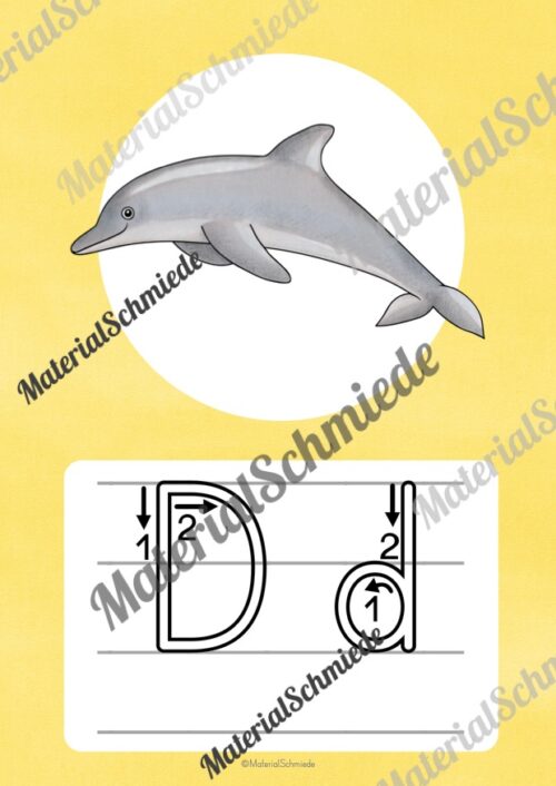 Bundle: 32 Buchstaben-Plakate (Druckschrift mit Schwunganleitungen) - Buchstabe D/d