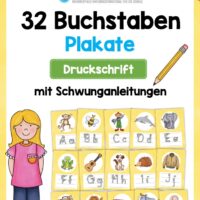 Bundle: 32 Buchstaben-Plakate (Druckschrift mit Schwunganleitungen)