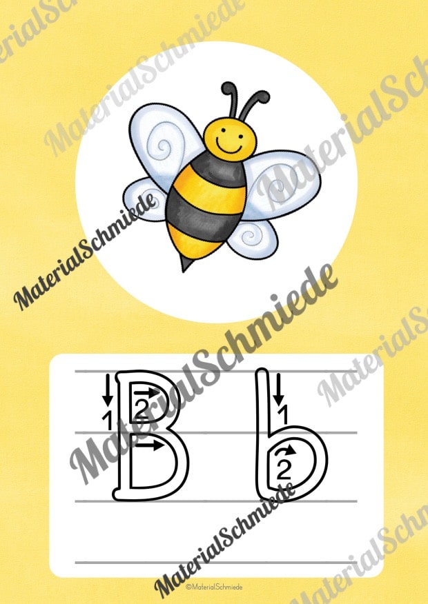 Bundle: 32 Buchstaben-Plakate (Grundschrift mit Schwunganleitungen) – Buchstabe B/b