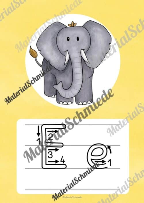Bundle: 32 Buchstaben-Plakate (Grundschrift mit Schwunganleitungen) - Buchstabe E/e