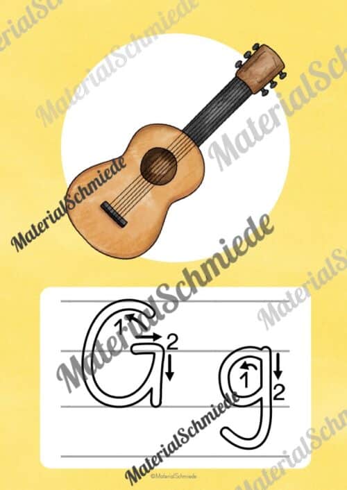 Bundle: 32 Buchstaben-Plakate (Grundschrift mit Schwunganleitungen) - Buchstabe G/g