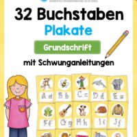 Bundle: 32 Buchstaben-Plakate (Grundschrift mit Schwunganleitungen)