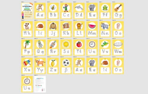 Bundle: 32 Buchstaben-Plakate (Grundschrift mit Schwunganleitungen) - Überblick