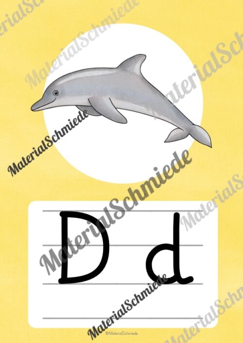 Bundle: 50 Buchstaben-Plakate (Grundschrift) - Buchstabe D/d