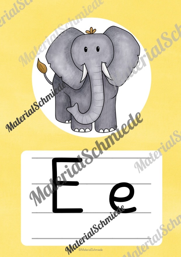 Bundle: 50 Buchstaben-Plakate (Grundschrift) – Buchstabe E/e