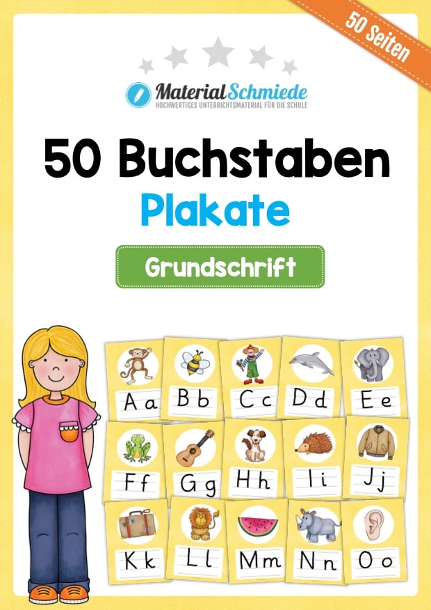 Bundle: 50 Buchstaben-Plakate (Grundschrift)