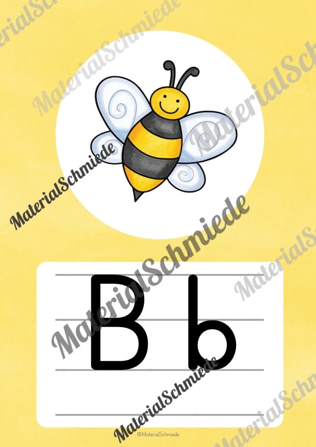 Bundle: 50 Buchstaben-Plakate (Druckschrift) – Buchstabe B/b