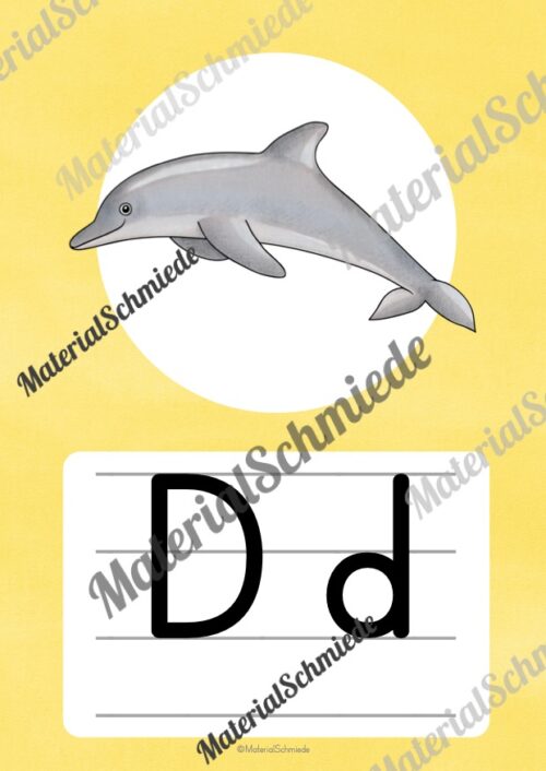 Bundle: 50 Buchstaben-Plakate (Druckschrift) - Buchstabe D/d