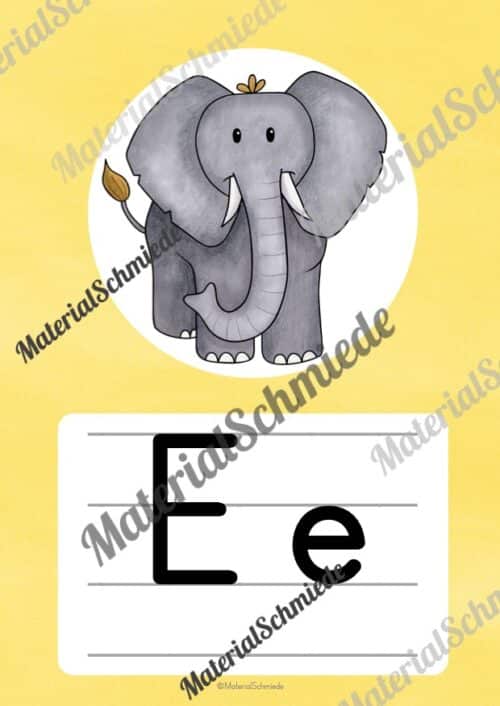 Bundle: 50 Buchstaben-Plakate (Druckschrift) - Buchstabe E/e