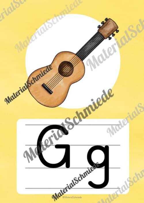 Bundle: 50 Buchstaben-Plakate (Druckschrift) - Buchstabe G/g