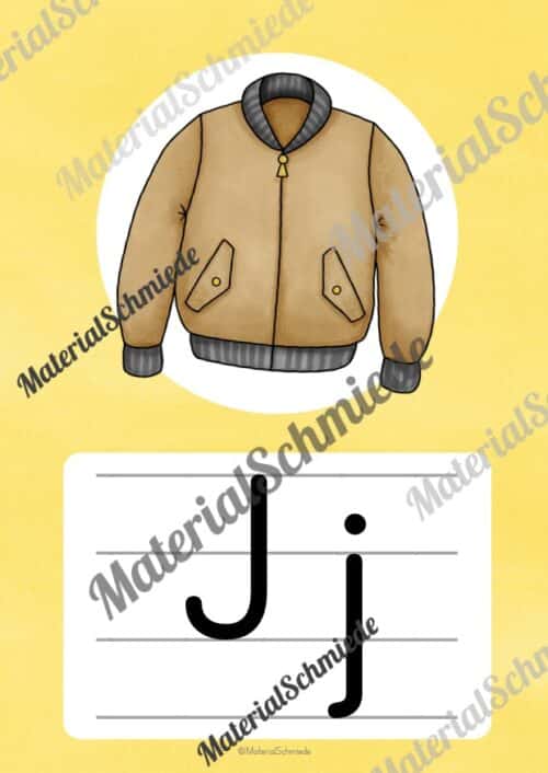 Bundle: 50 Buchstaben-Plakate (Druckschrift) - Buchstabe J/j