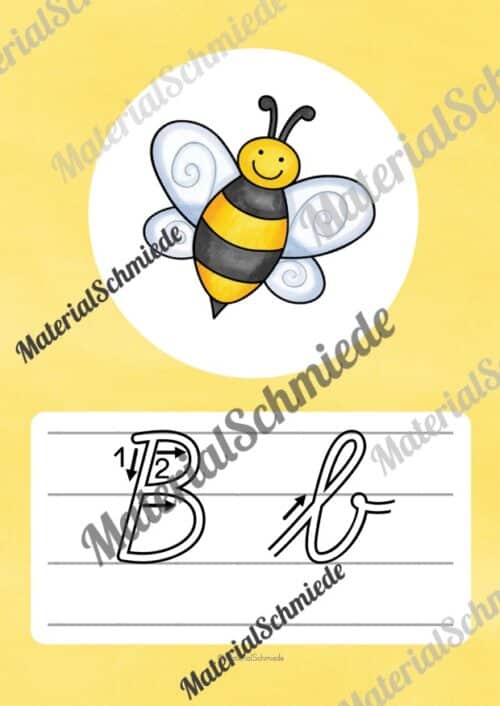 Bundle: 32 Buchstaben-Plakate (Schreibschrift mit Schwunganleitungen) - Buchstabe B/b