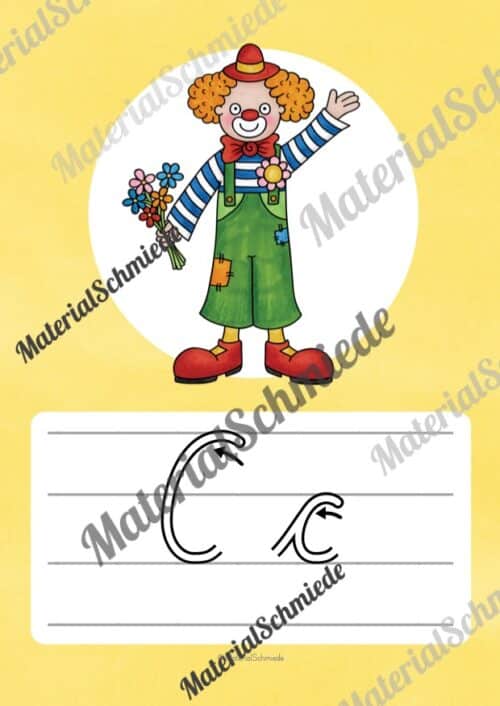 Bundle: 32 Buchstaben-Plakate (Schreibschrift mit Schwunganleitungen) - Buchstabe C/c