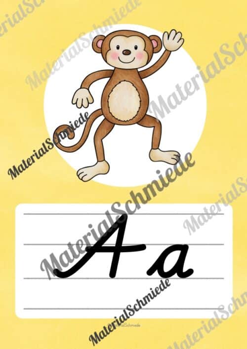 Bundle: 50 Buchstaben-Plakate (Schreibschrift) - Buchstabe A/a