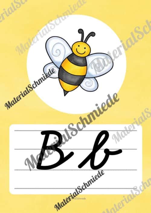 Bundle: 50 Buchstaben-Plakate (Schreibschrift) - Buchstabe B/b
