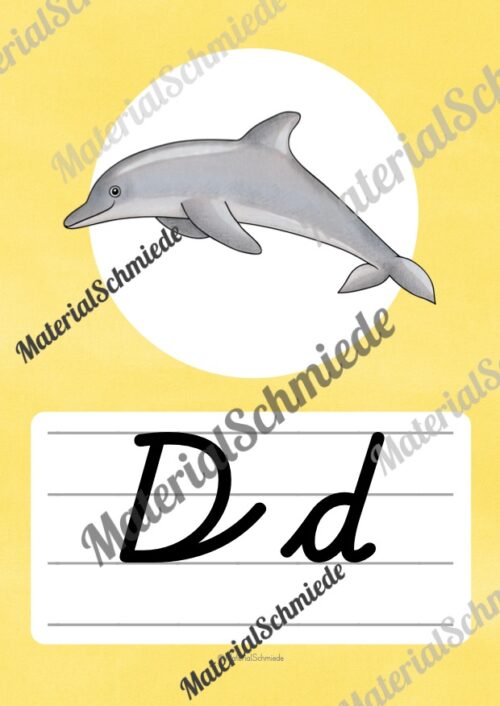 Bundle: 50 Buchstaben-Plakate (Schreibschrift) - Buchstabe D/d