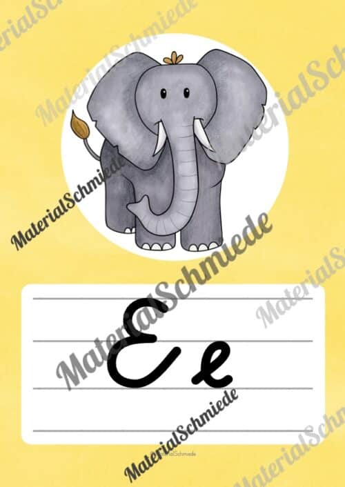 Bundle: 50 Buchstaben-Plakate (Schreibschrift) - Buchstabe E/e