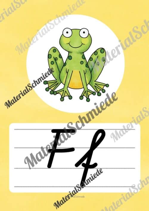 Bundle: 50 Buchstaben-Plakate (Schreibschrift) - Buchstabe F/f