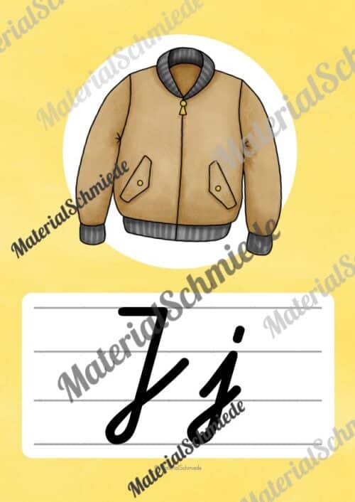 Bundle: 50 Buchstaben-Plakate (Schreibschrift) - Buchstabe J/j