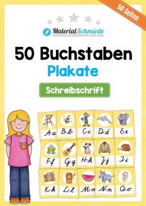 Bundle: 50 Buchstaben-Plakate (Schreibschrift)