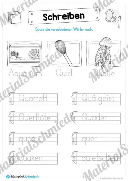 Materialpaket: Buchstabe Q/q schreiben lernen (Vorschau 06)