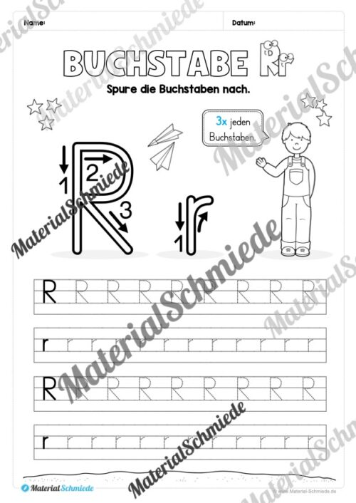Arbeitsheft: Buchstabe R/r schreiben lernen (25 Seiten) - Arbeitsblatt 02