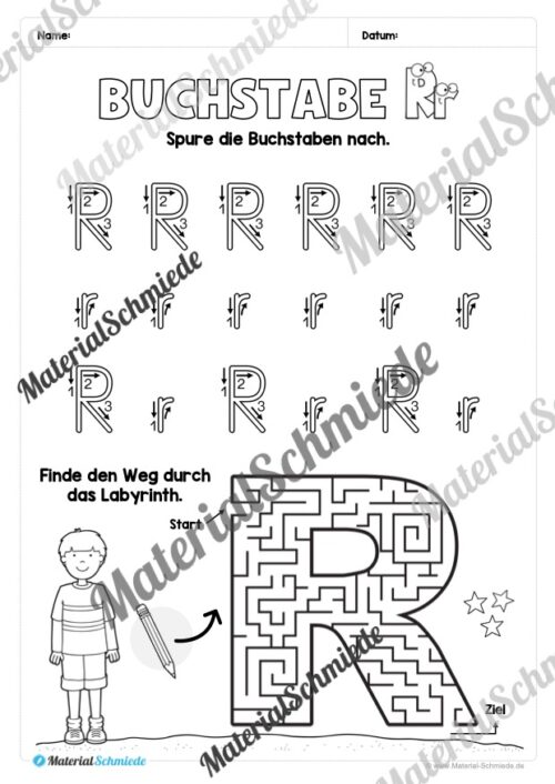 Arbeitsheft: Buchstabe R/r schreiben lernen (25 Seiten) - Arbeitsblatt 03