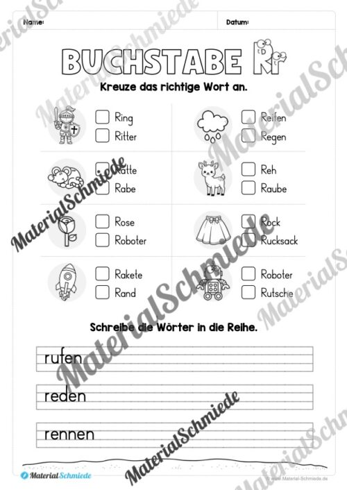 Arbeitsheft: Buchstabe R/r schreiben lernen (25 Seiten) - Arbeitsblatt 07