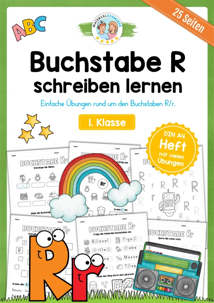 Arbeitsheft: Buchstabe R/r schreiben lernen (25 Seiten)