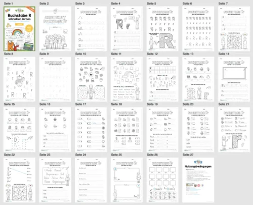 Arbeitsheft: Buchstabe R/r schreiben lernen (25 Seiten) - Überblick