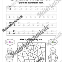 Buchstabe S / s (25 Arbeitsblätter & Übungen) - Arbeitsblatt 04