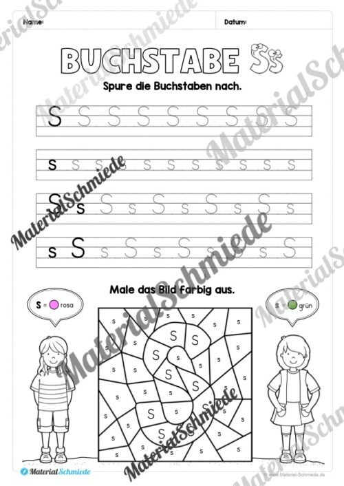 Buchstabe S / s (25 Arbeitsblätter & Übungen) - Arbeitsblatt 04