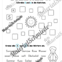 Buchstabe S / s (25 Arbeitsblätter & Übungen) - Arbeitsblatt 07