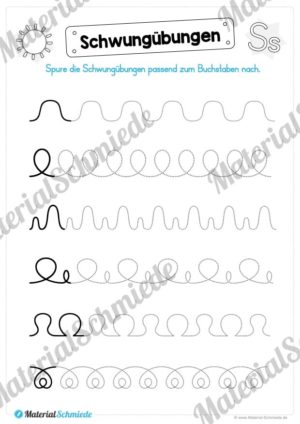 Materialpaket: Buchstabe S/s schreiben lernen (Schwungübungen)