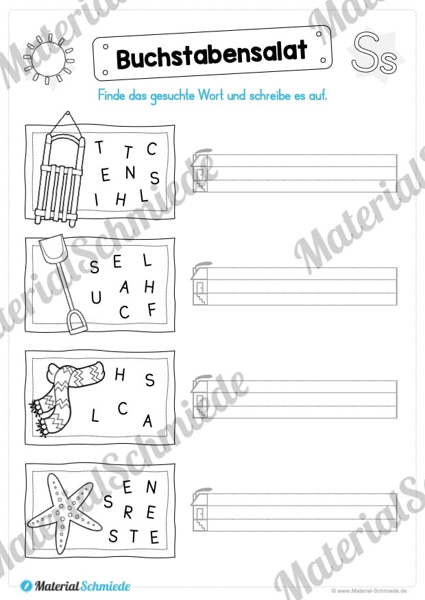 Materialpaket: Buchstabe S/s schreiben lernen (Vorschau 07)