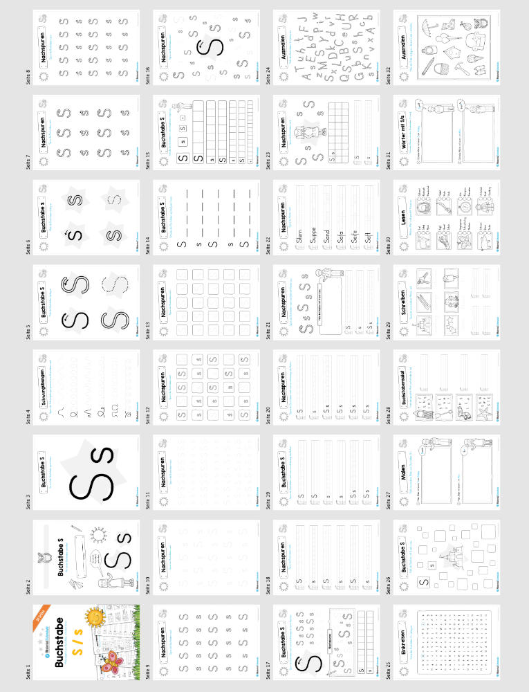 Materialpaket: Buchstabe S/s schreiben lernen (Überblick)
