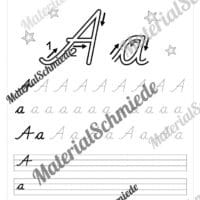 Buchstaben schreiben lernen: 26 Arbeitsblätter (Schreibschrift) - Buchstabe A/a