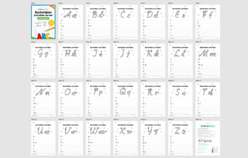Buchstaben schreiben lernen: 26 Arbeitsblätter (Schreibschrift) - Überblick