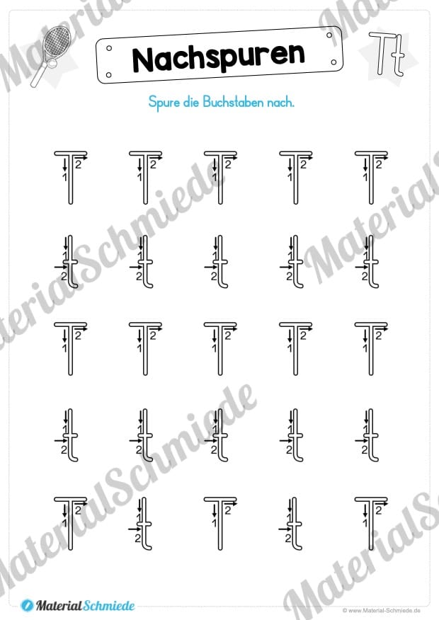 Materialpaket: Buchstabe T/t schreiben lernen (Vorschau 03)