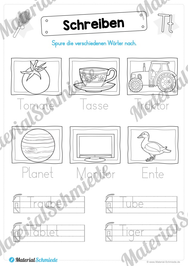 Materialpaket: Buchstabe T/t schreiben lernen (Vorschau 07)