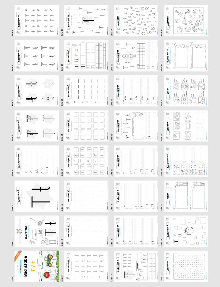 Materialpaket: Buchstabe T/t schreiben lernen (Überblick)