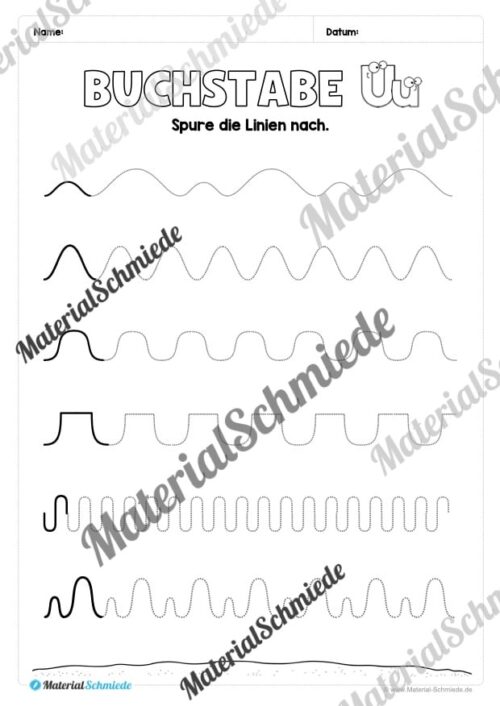 Buchstabe U / u (25 Arbeitsblätter & Übungen) - Arbeitsblatt 01