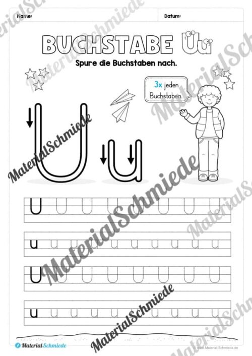 Buchstabe U / u (25 Arbeitsblätter & Übungen) - Arbeitsblatt 02