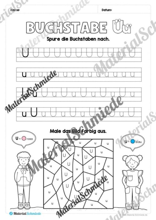 Buchstabe U / u (25 Arbeitsblätter & Übungen) - Arbeitsblatt 04